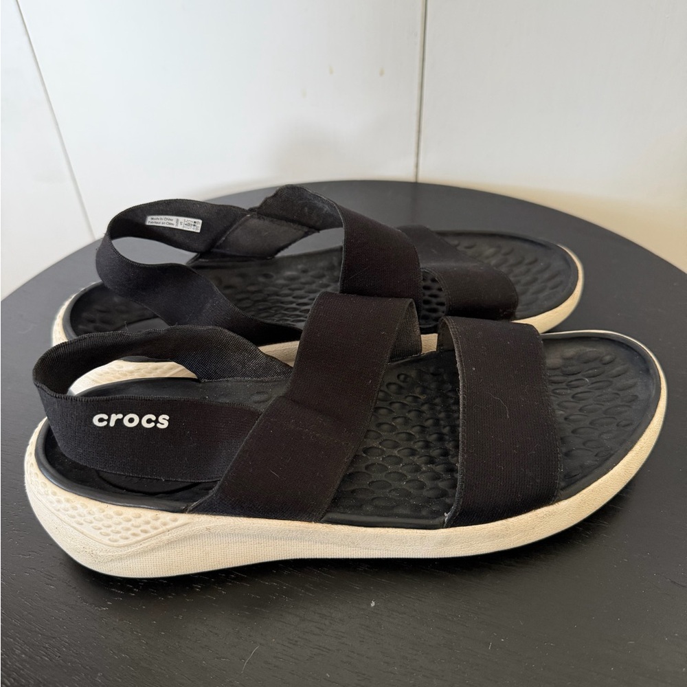 CROCS Black Sandals with Cream Sole